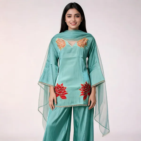 Aqua_Russian_Silk_Suit_Set_With_Dupatta_For_Women