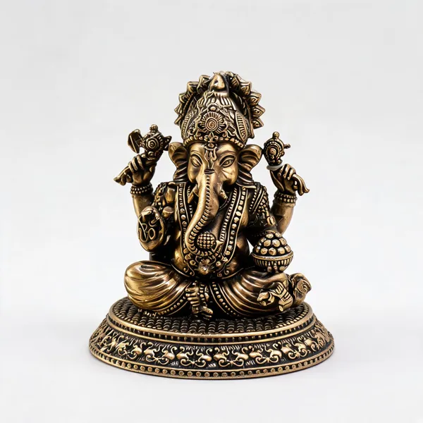 Gold_Brass_Ganpati_Idol_For_Decor_And_Puja