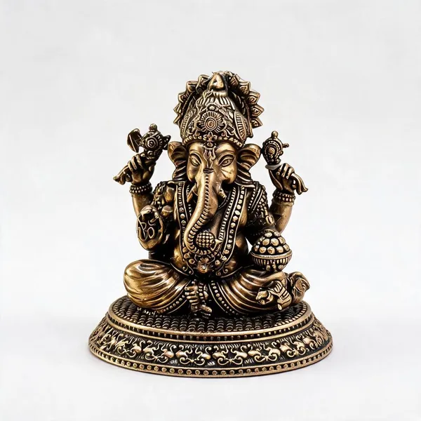 Gold_Brass_Ganpati_Idol_For_Decor_And_Puja