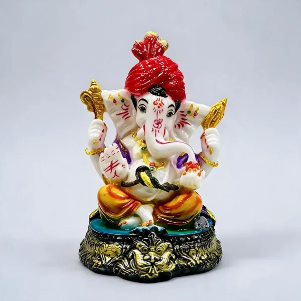 White_Marble_Powder_White_Ganpati_Idol_For_Decor_And_Puja