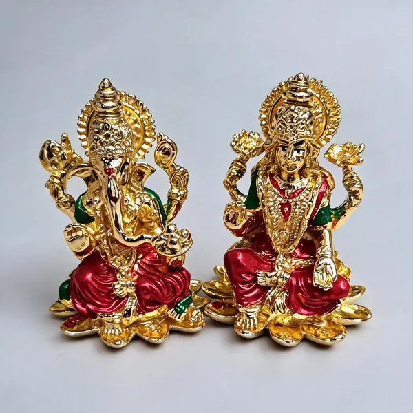 Gold_Marble_Powder_Lakshmi_Ganesh_Idol_For_Puja