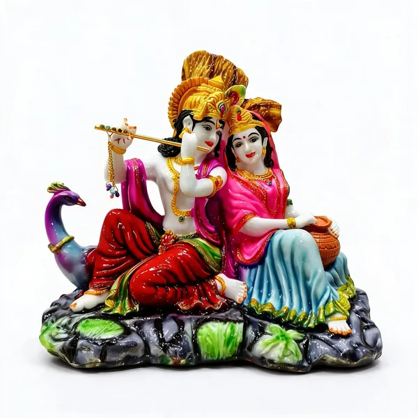 Multicolor_Marble_Powder_Radha_Krishna_Idol_For_Puja