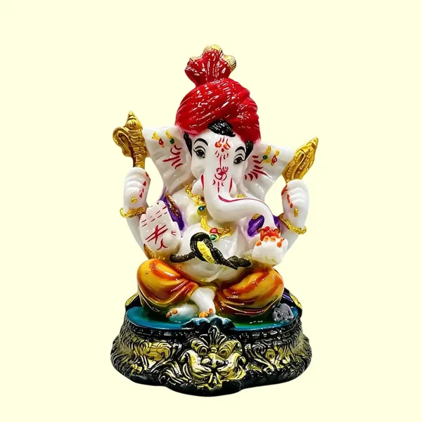 White_Marble_Powder_White_Ganpati_Idol_For_Decor_And_Puja