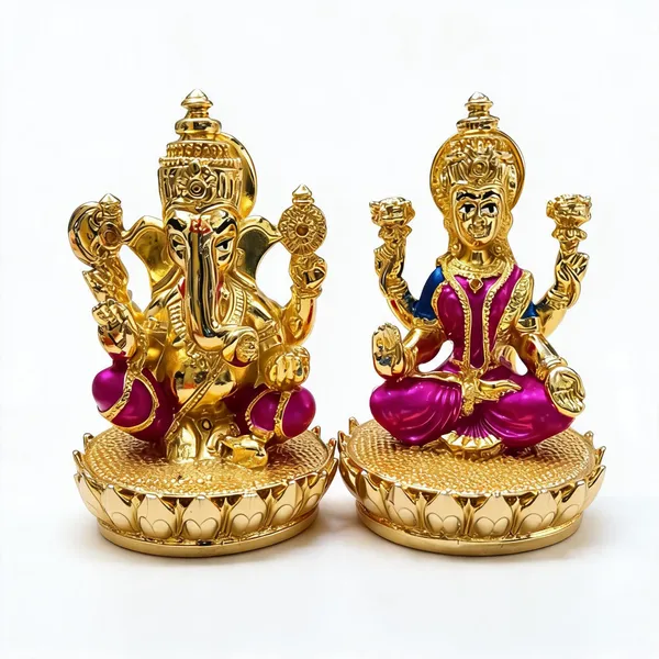 Gold_Marble_Powder_Lakshmi_Ganesh_Idol_For_Puja