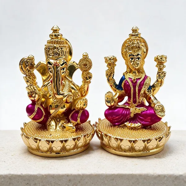 Gold_Marble_Powder_Lakshmi_Ganesh_Idol_For_Puja