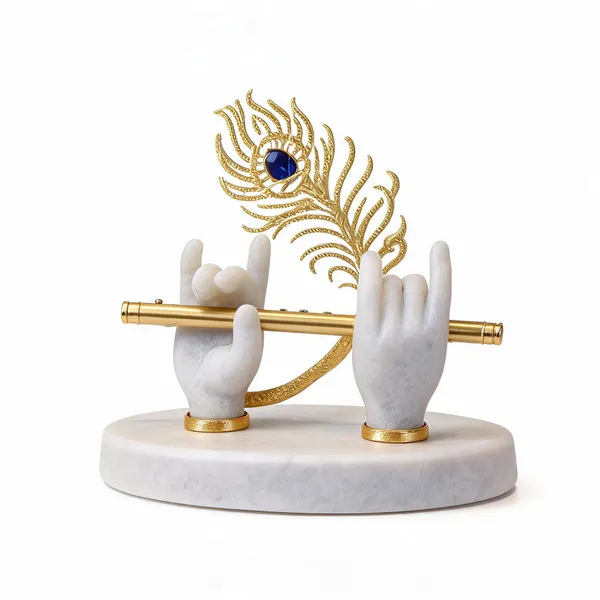 White_Marble_Powder_White_Krishna_Hand_Idol_For_Puja