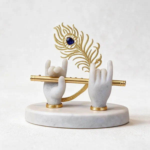 White_Marble_Powder_White_Krishna_Hand_Idol_For_Puja