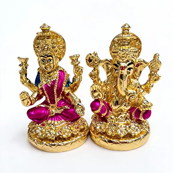 Gold_Marble_Powder_Lakshmi_Ganesh_Idol_For_Puja