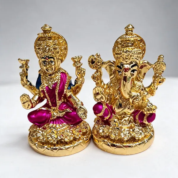 Gold_Marble_Powder_Lakshmi_Ganesh_Idol_For_Puja