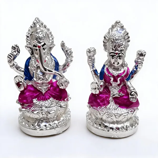 Silver_Marble_Powder_Lakshmi_Ganesh_Idol_Silver