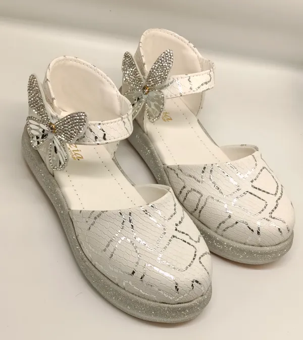 White_Synthetic_Butterfly_Mary_Jane_Shoes_For_Girls