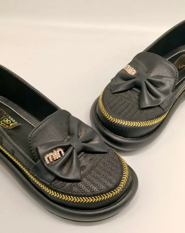 Black_Leather-Look_Bow_Loafers_for_Women