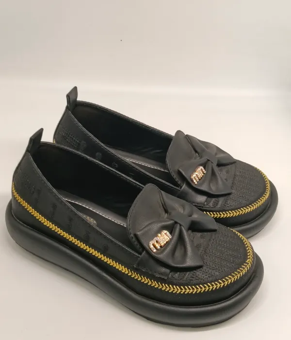 Black_Leather-Look_Bow_Loafers_for_Women