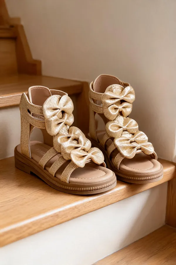 Gold_Synthetic_Bow_Strappy_Sandals_For_Women