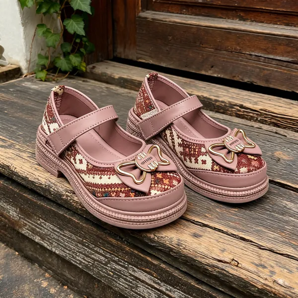 Pink_Synthetic_Bow_Mary_Jane_Platform_Shoes_For_Women