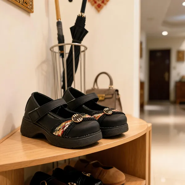 Black_Synthetic_Braided_Mary_Jane_Flats_For_Women