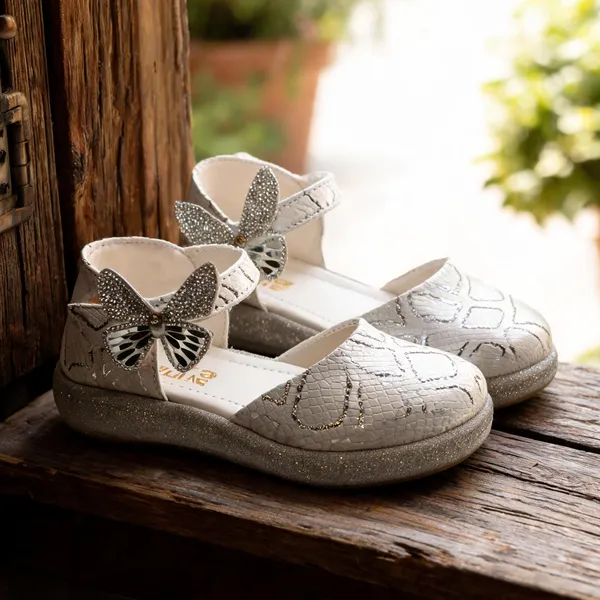White_Synthetic_Butterfly_Embellished_Mary_Jane_Shoes_For_Girls