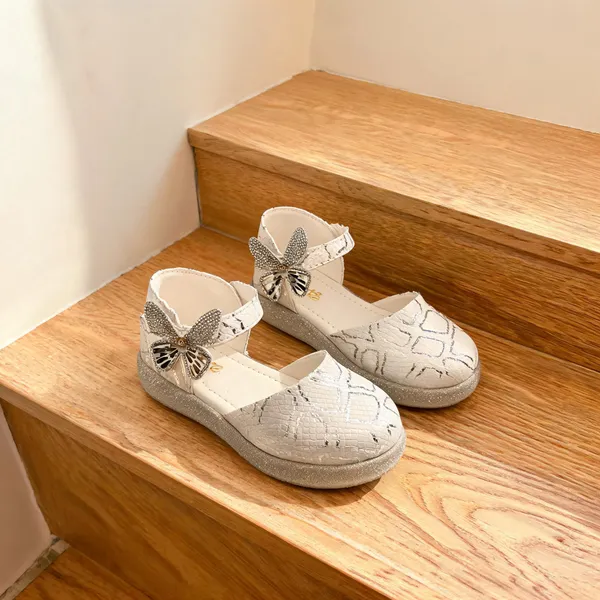 White_Synthetic_Butterfly_Embellished_Mary_Jane_Shoes_For_Girls