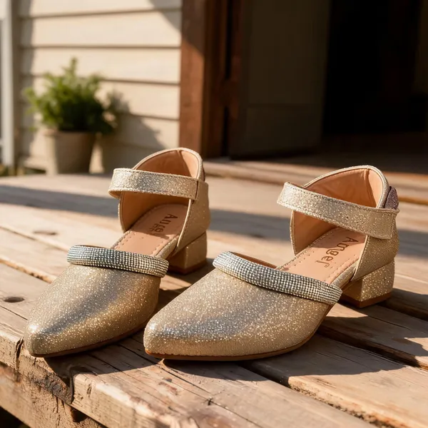 Gold_Synthetic_Glitter_Embellished_Block_Heel_Shoes_For_Women