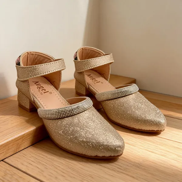 Gold_Synthetic_Glitter_Embellished_Block_Heel_Shoes_For_Women
