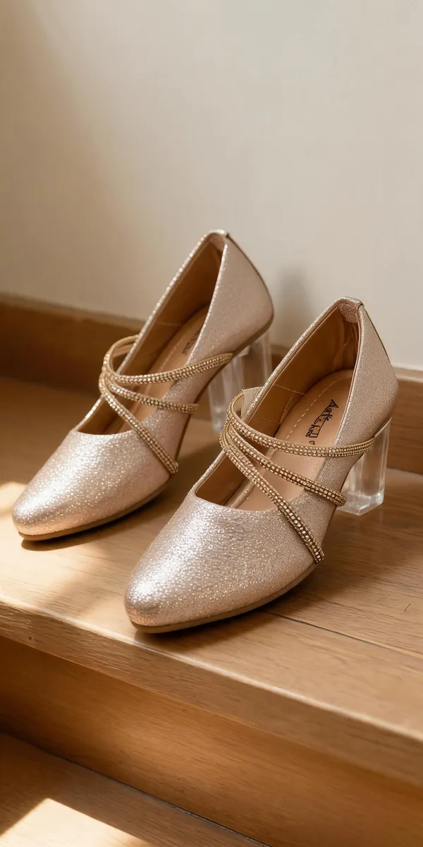 Champagne_Glitter_Pointed_Toe_Block_Heel_Sandals_For_Women