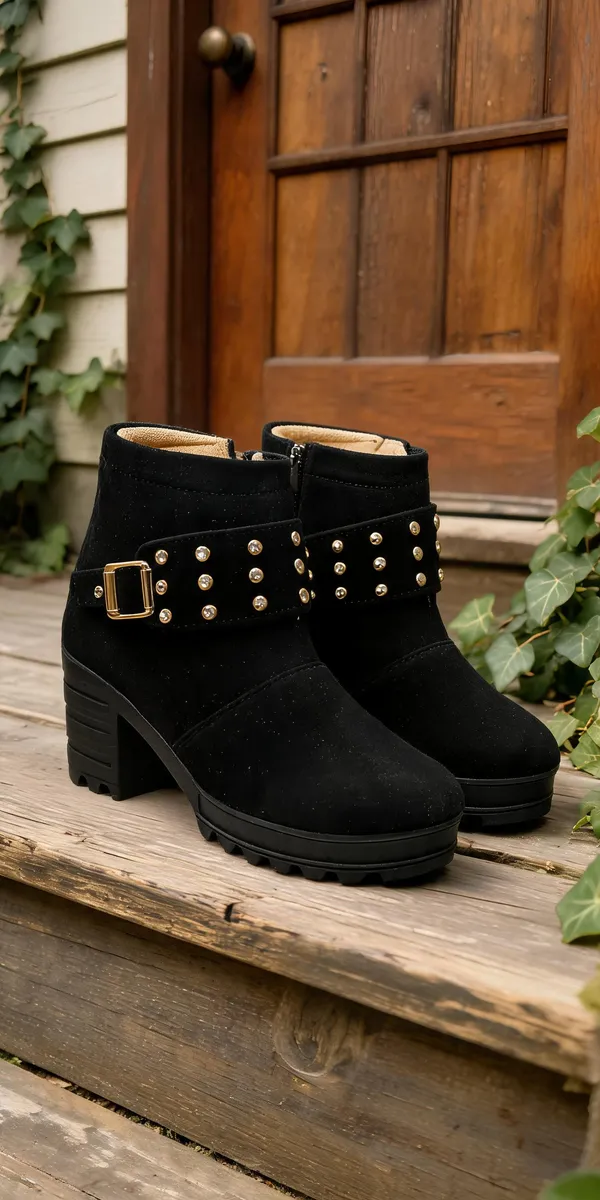 Black_Suede_Block_Heel_Ankle_Boots_For_Women