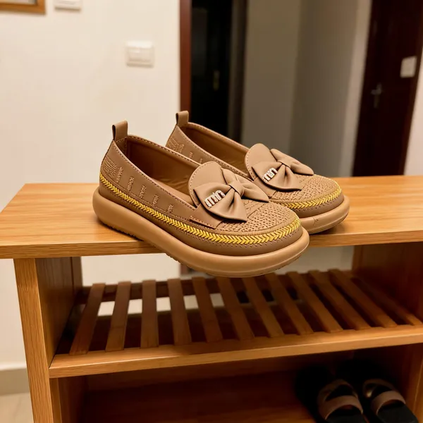 Beige_Synthetic_Bow_Detail_Slip-On_Loafers_For_Women
