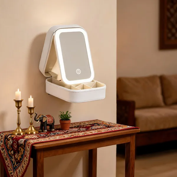 White_Pu_Leather_&_Glass_Led_Makeup_Mirror