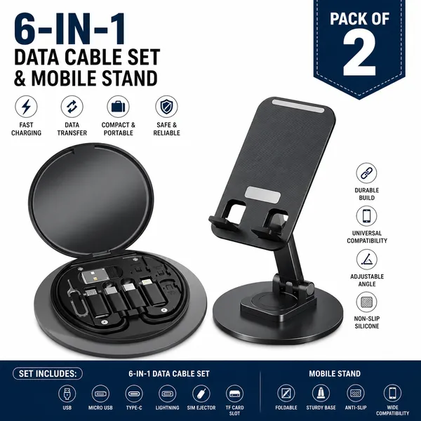 6-In-1_Data_Cable_Set_And_Foldable_Mobile_Stand_Pack_Of_2