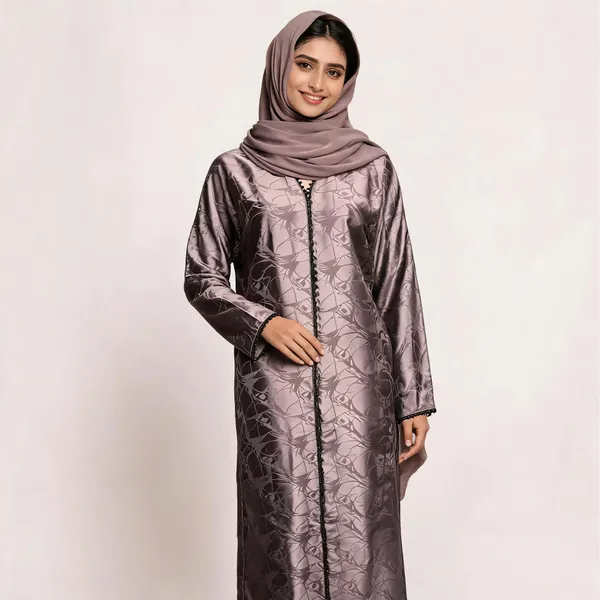 Brown_Cotton_Abaya_With_Scarf_For_Women