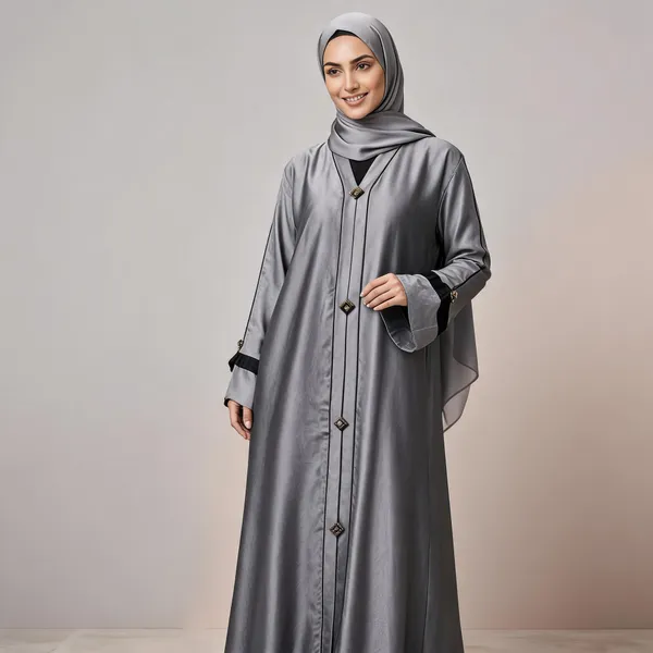 Grey_Cotton_Abaya_With_Scarf_For_Women