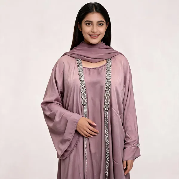 Pitch_Cotton_Abaya_With_Scarf_For_Women