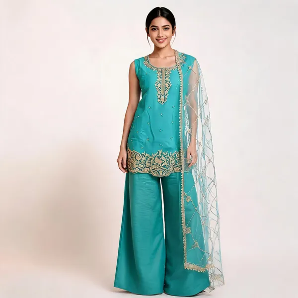 Sea_Green_Georgette_Kurta_Set_For_Women