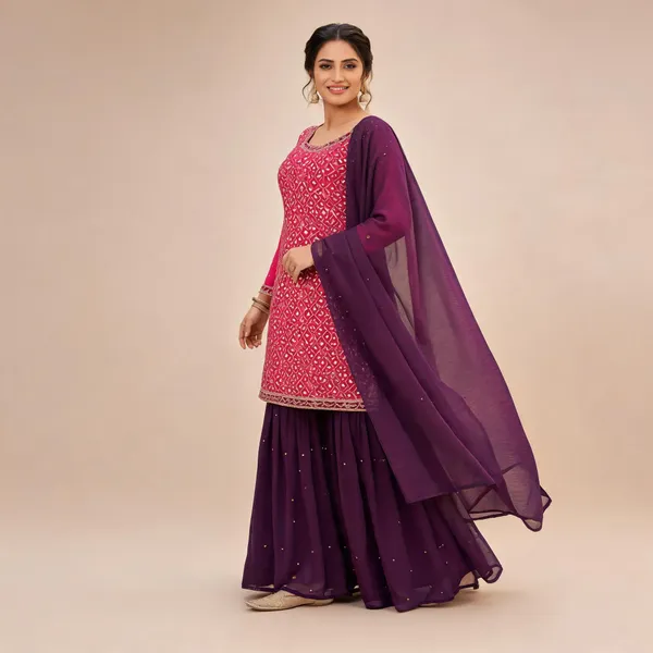 Pink_With_Wine_Cotton_Kurta_Set_For_Women