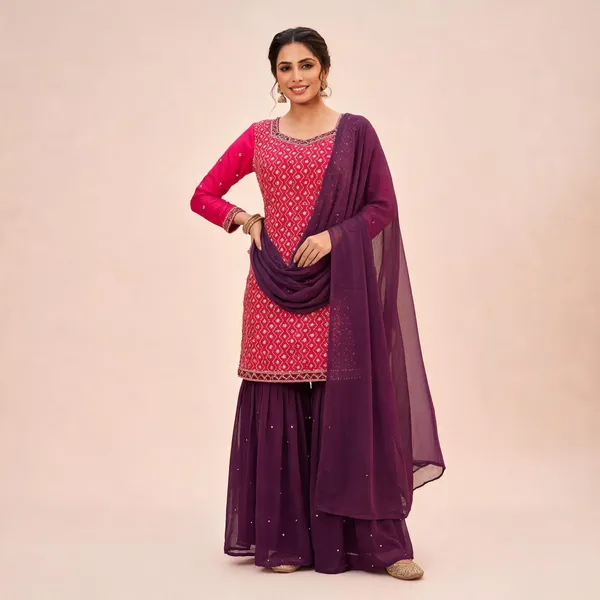 Pink_With_Wine_Cotton_Kurta_Set_For_Women