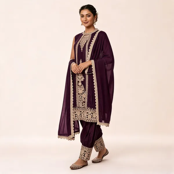 Wine_Cotton_Kurta_Set_For_Women