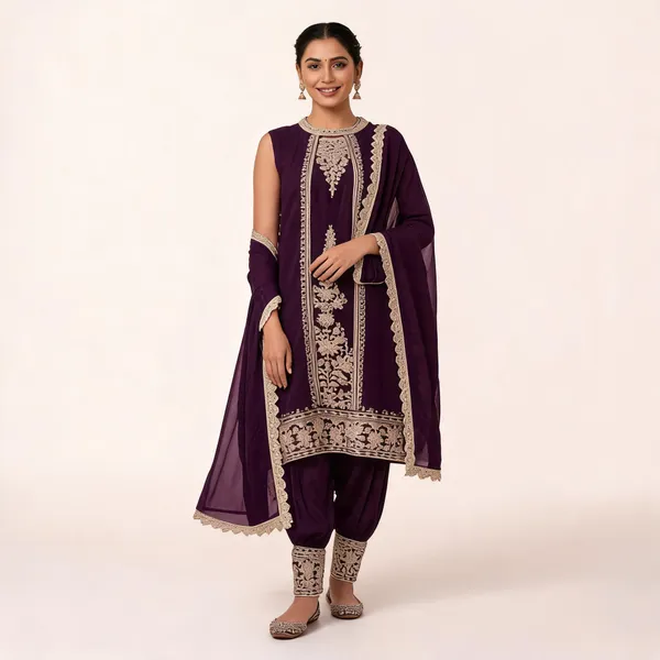 Wine_Cotton_Kurta_Set_For_Women