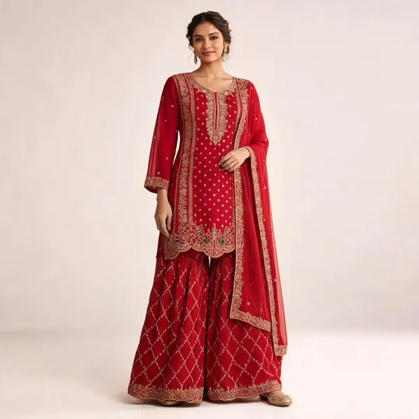 Burned_Orange_Georgette_Kurta_Set_For_Women