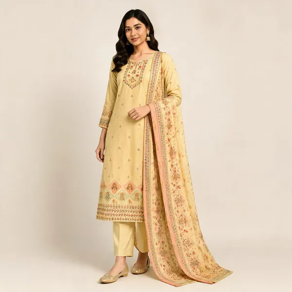 Cream_Cotton_Kurta_Set_For_Women