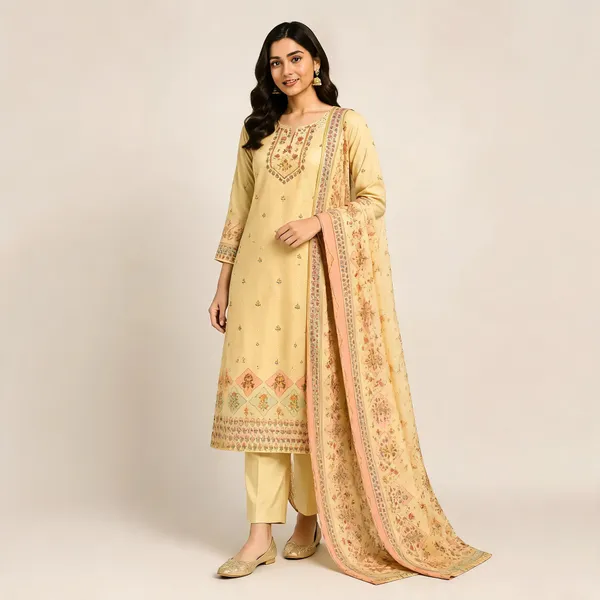Cream_Cotton_Kurta_Set_For_Women