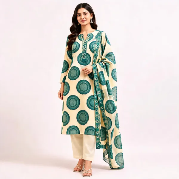 Cream_Rama_Cotton_Kurta_Set_For_Women
