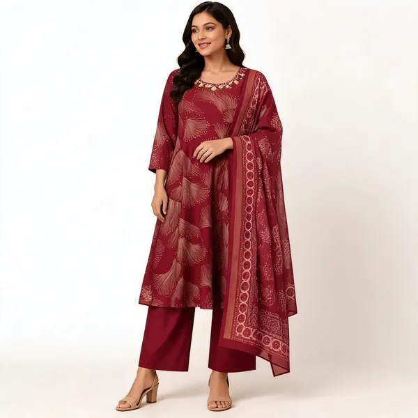 Red_Cotton_Kurta_Set_For_Women
