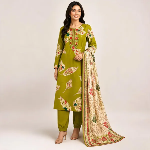 Green_Cotton_Kurta_Set_For_Women