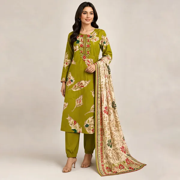 Green_Cotton_Kurta_Set_For_Women
