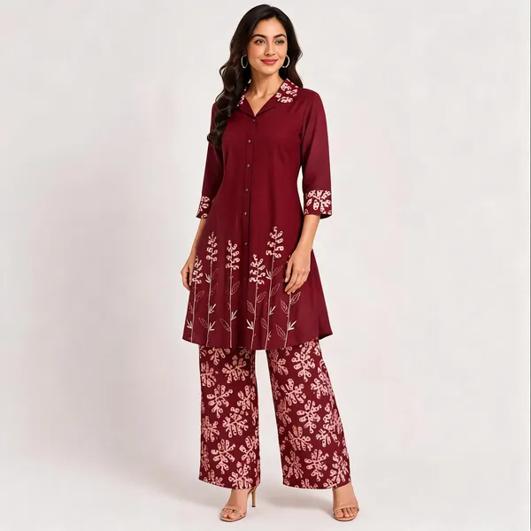Marron_Cotton_Co-Ord_Set_For_Women
