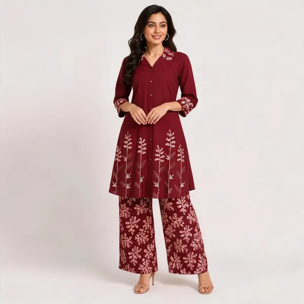 Marron_Cotton_Co-Ord_Set_For_Women
