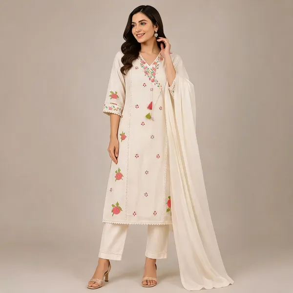 Cream_Cotton_Kurta_Set_For_Women