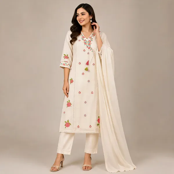 Cream_Cotton_Kurta_Set_For_Women