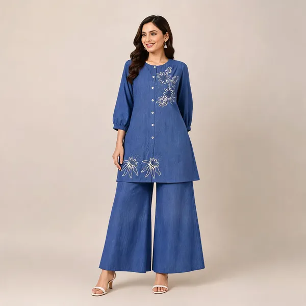 Blue_Cotton_Co-Ord_Set_For_Women