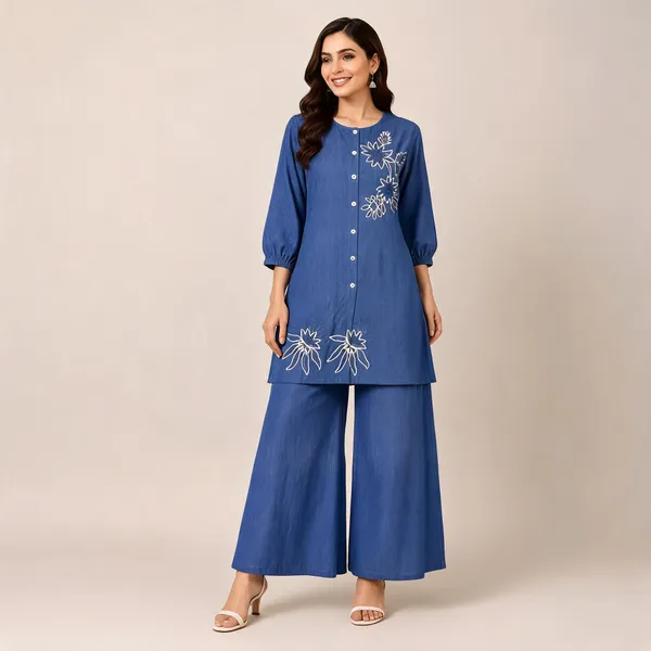 Blue_Cotton_Co-Ord_Set_For_Women